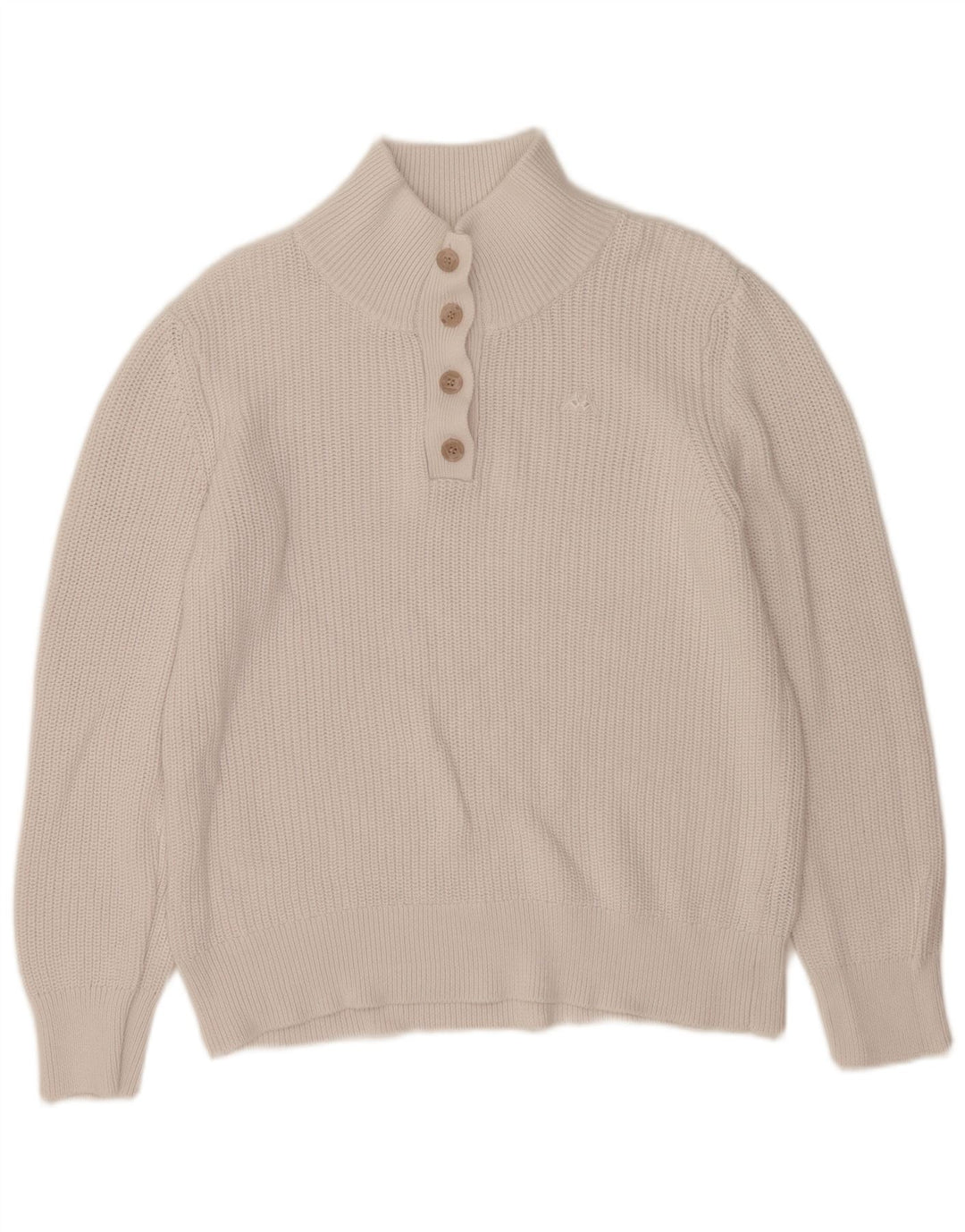 Pulover pentru femei Kappa cu gât cu nasturi, UK 16, mare, alb, bumbac