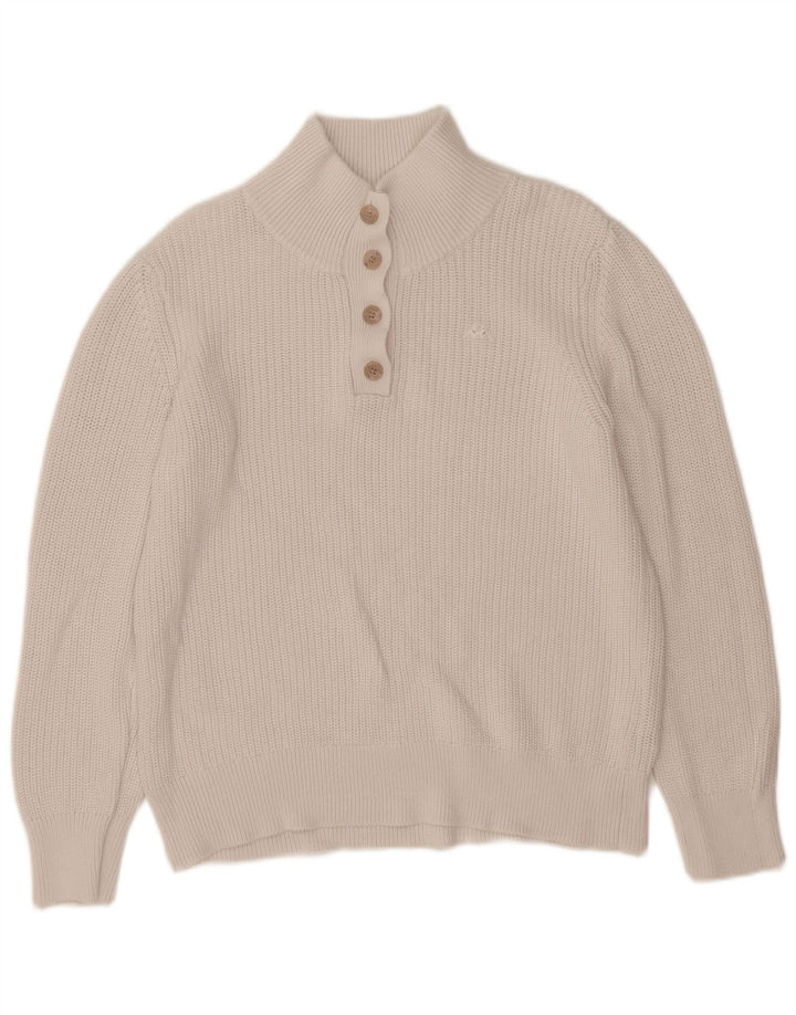 Pulover pentru femei Kappa cu gât cu nasturi, UK 16, mare, alb, bumbac