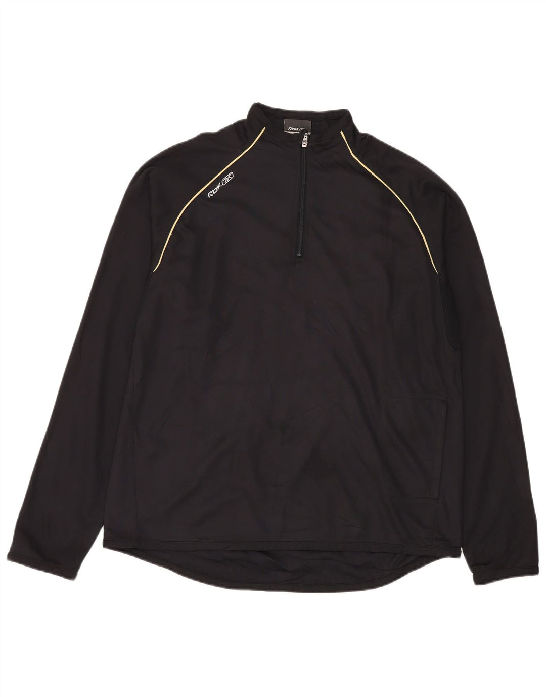 Top de trening Reebok pentru bărbați, cu fermoar și gât, din poliester negru
