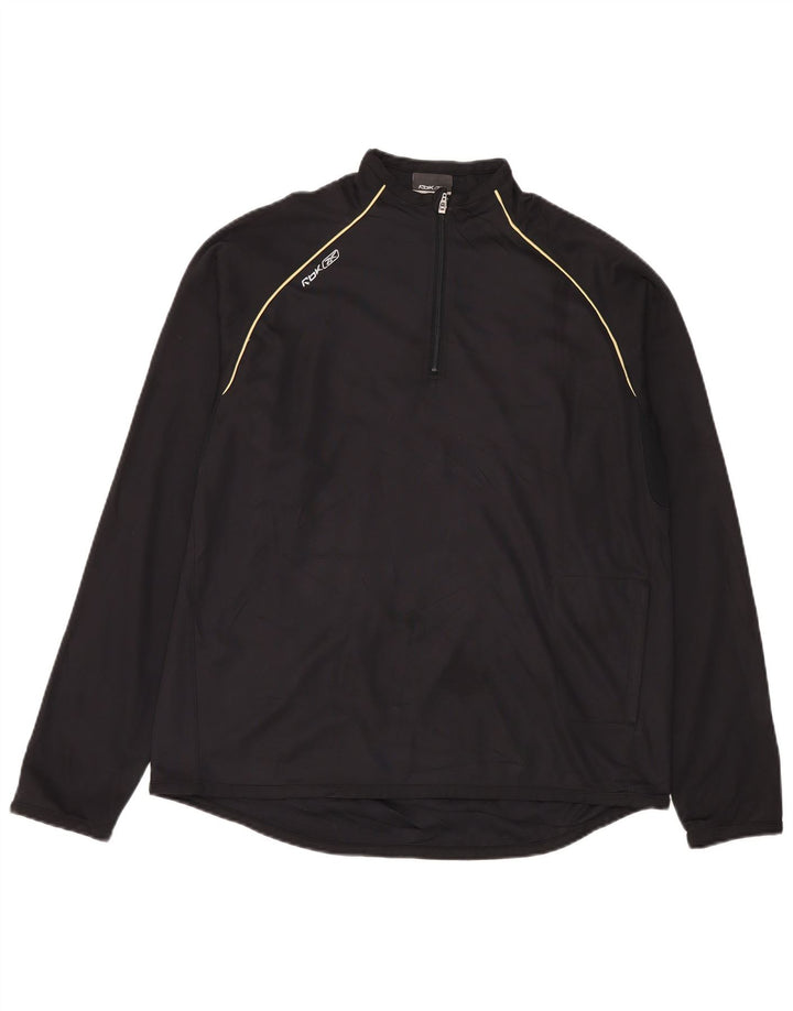 Top de trening Reebok pentru bărbați, cu fermoar și gât, din poliester negru