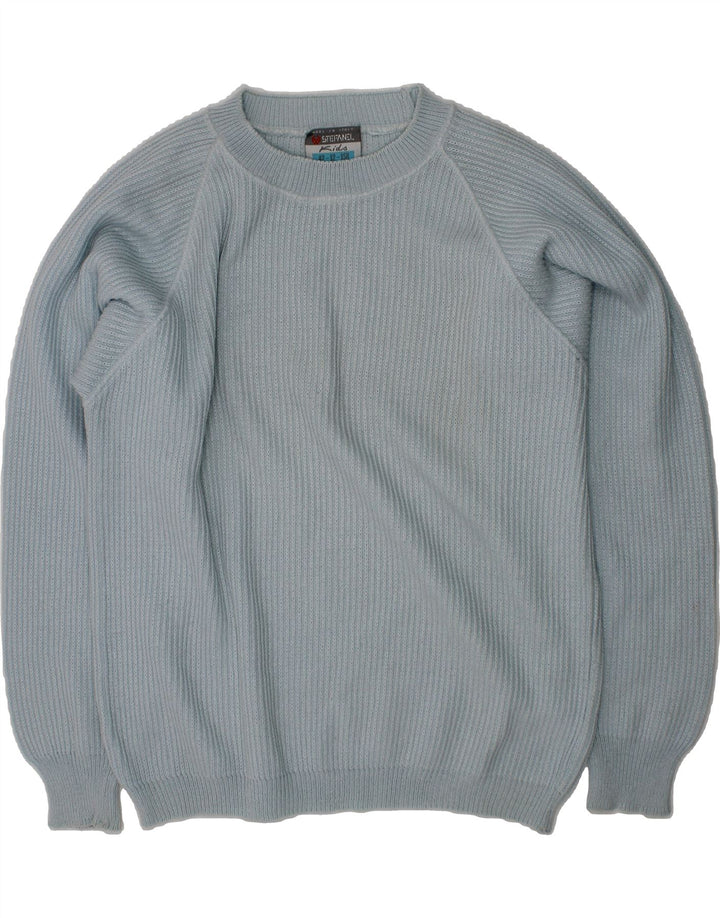 STEFANEL Boys Crew Neck Jumper Sweater 11-12 Years Blue Wool Vintage Stefanel and Second-Hand Stefanel from Messina Hembry 
