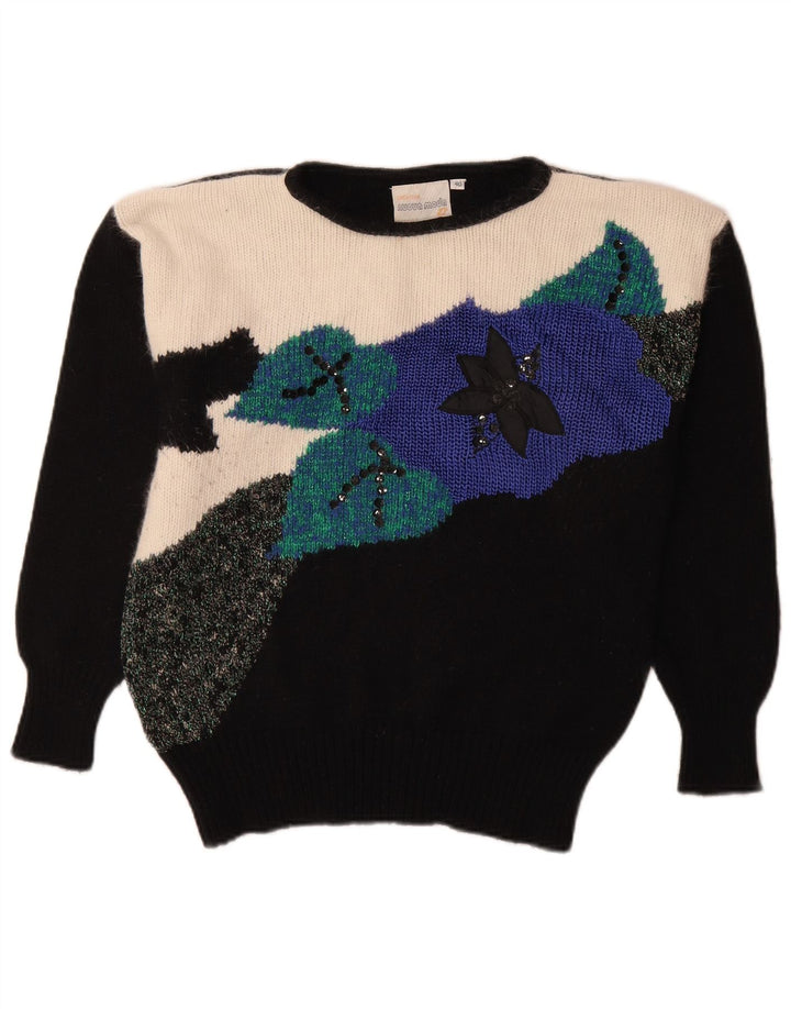 Pulover pentru damă Nuova Moda cu gât barcă EU 40 Medium Black Colorblock
