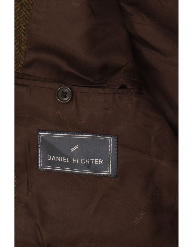 DANIEL HECHTER Mens 3 Button Blazer Jacket UK 38 Medium Brown Herringbone Vintage Daniel Hechter and Second-Hand Daniel Hechter from Messina Hembry 