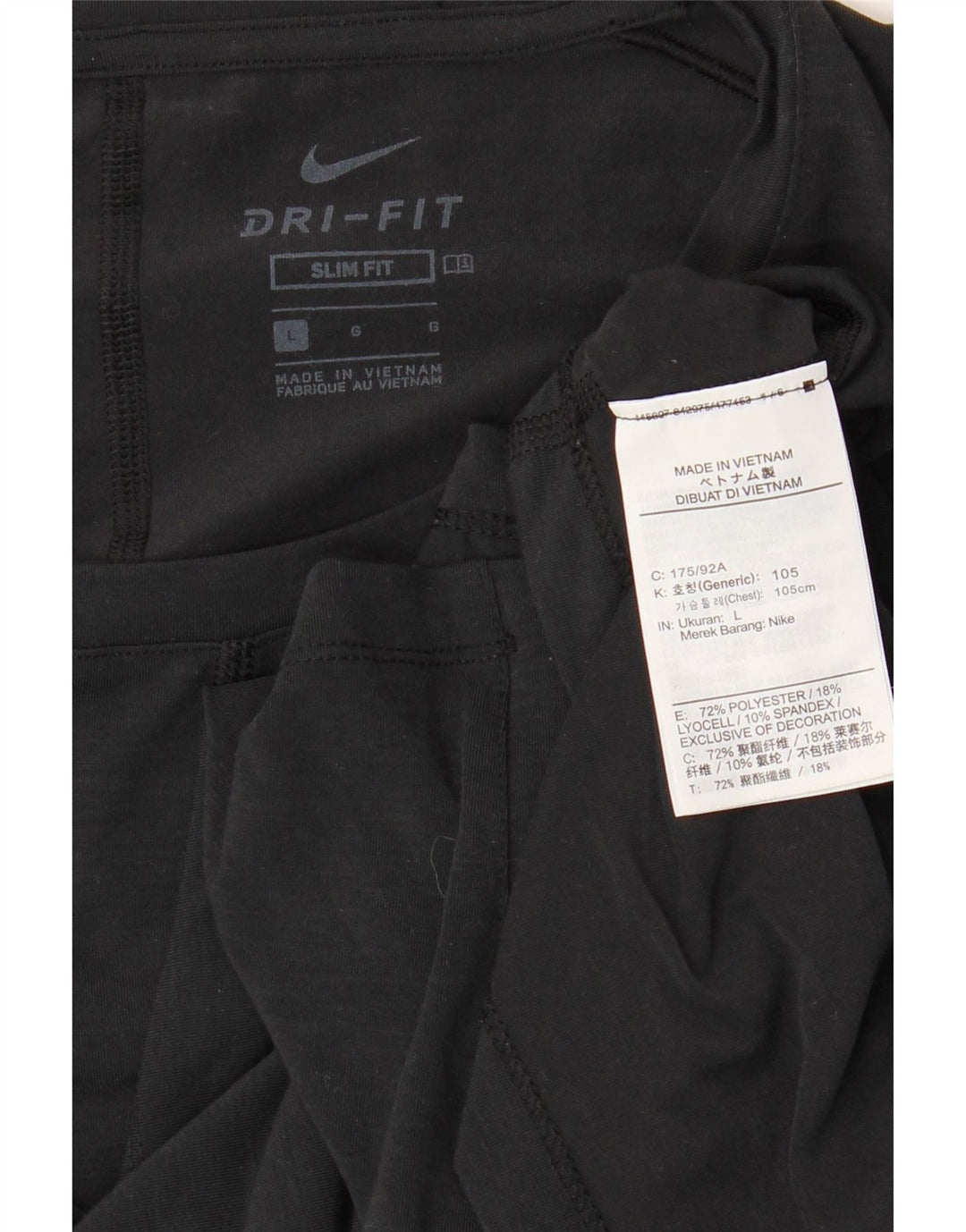 Tricou NIKE pentru bărbați Dri Fit Slim Fit Top mare din poliester negru