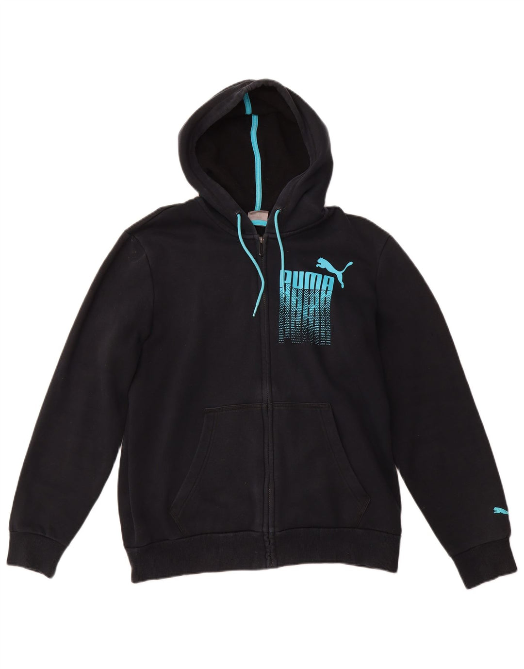 Pulover pentru bărbați PUMA Graphic Zip Hoodie, mediu din bumbac bleumarin