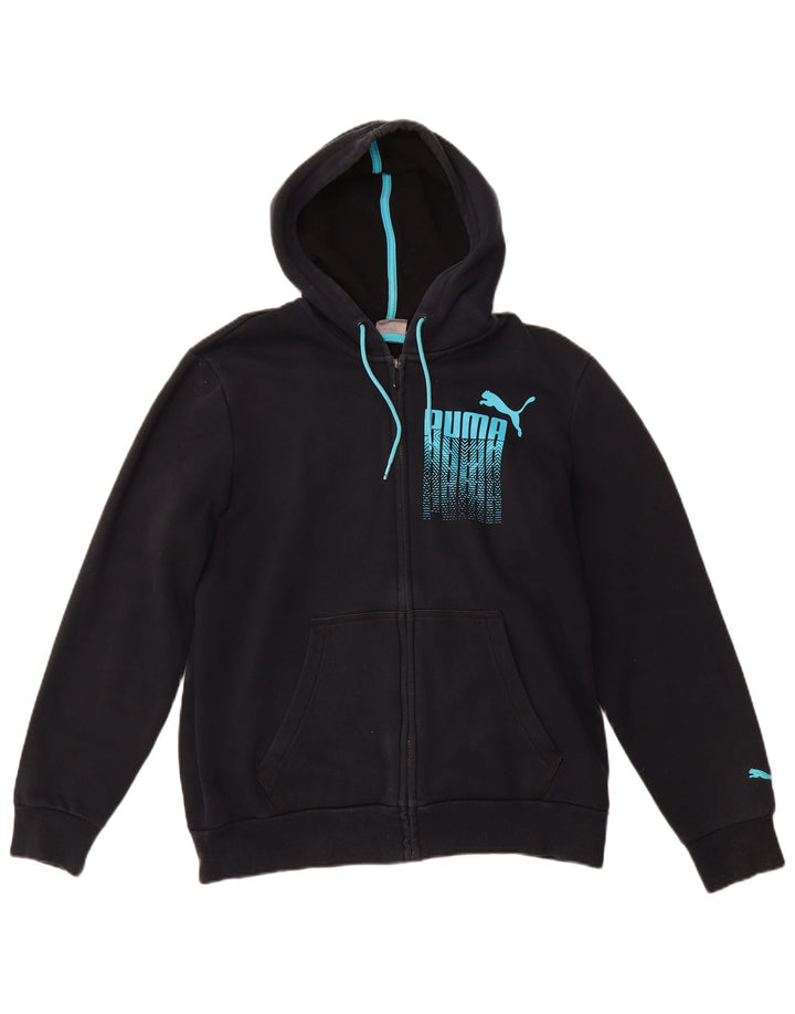 Pulover pentru bărbați PUMA Graphic Zip Hoodie, mediu din bumbac bleumarin