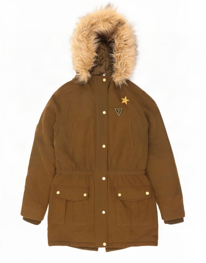 Jachetă parka supradimensionată cu glugă Guess pentru femei UK 6 XS Kaki Poliester