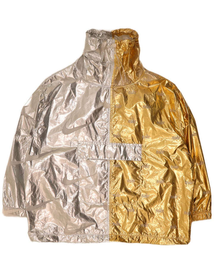 Jachetă Anorak supradimensionată cu grafică Nike pentru femei UK 16, argintiu mare, color block