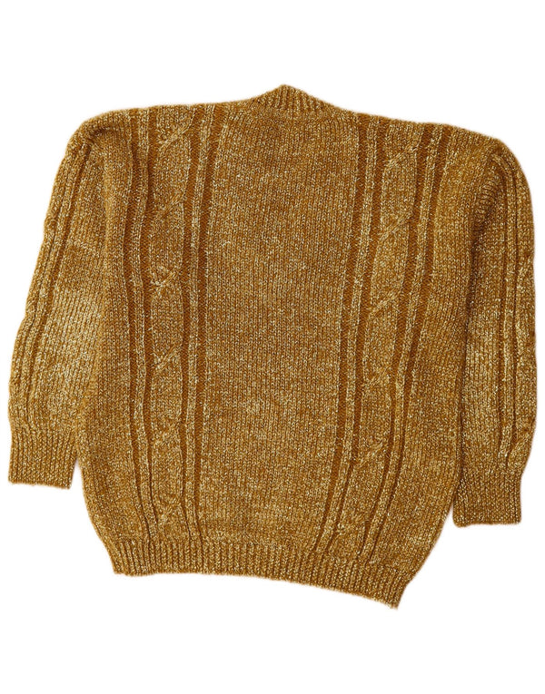 Pulover vintage pentru femei cu decolteu în V supradimensionat UK 10 Small Gold Flecked