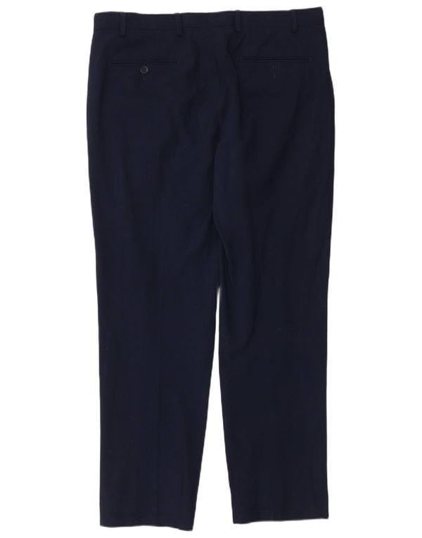 Pantaloni casual pentru bărbați Marks & Spencer, cu croiala normală, L36 L31 Lână bleumarin