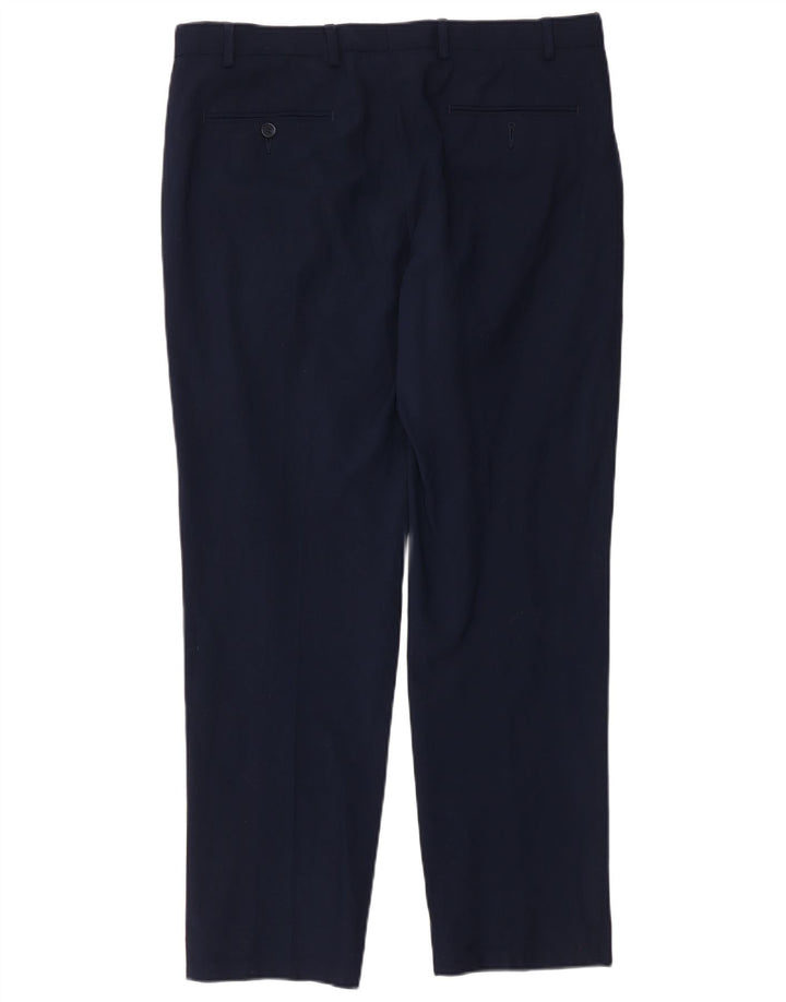 Pantaloni casual pentru bărbați Marks & Spencer, cu croiala normală, L36 L31 Lână bleumarin