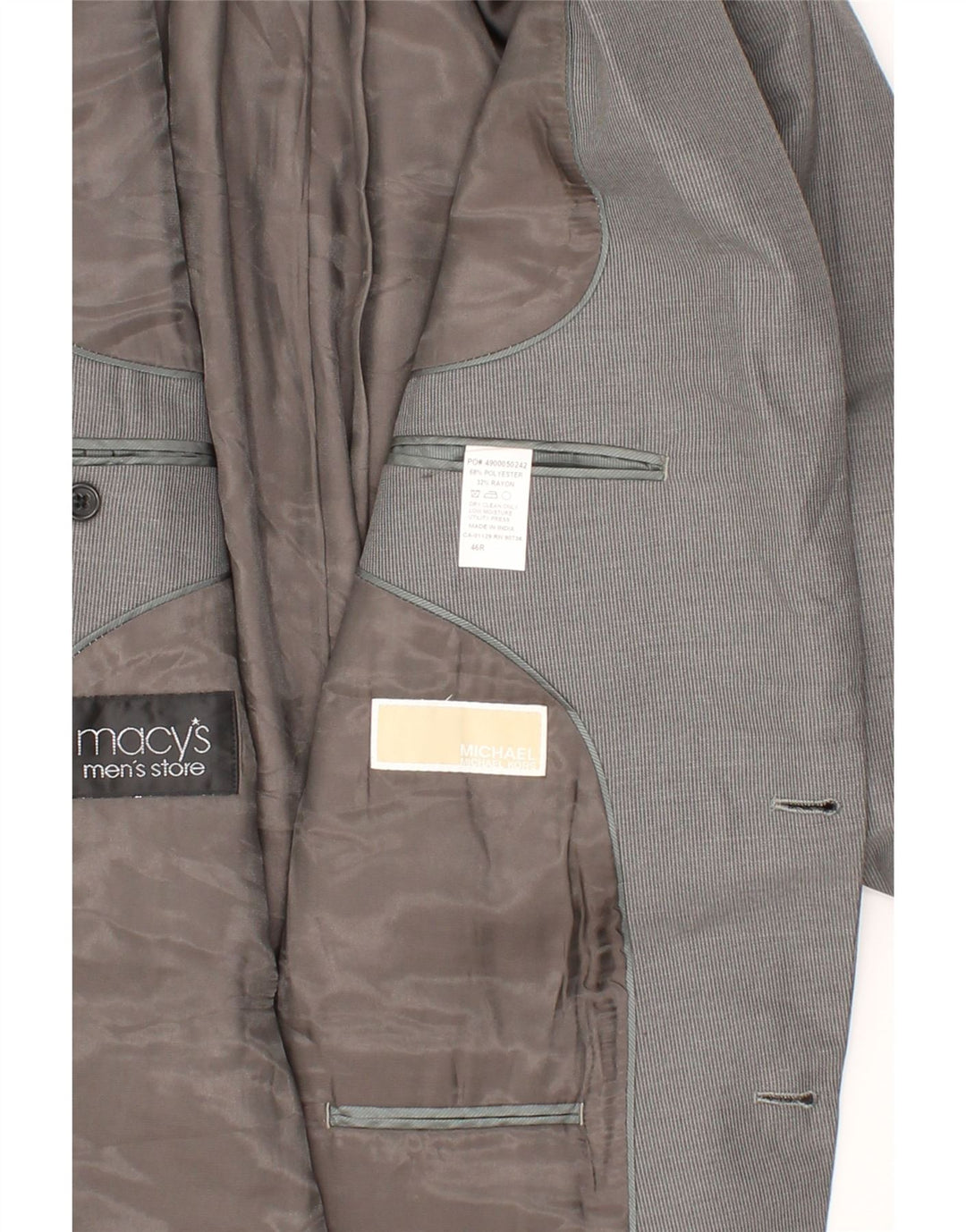 MICHAEL KORS Mens 2 Button Blazer Jacket UK 46 3XL Grey Pinstripe Vintage Michael Kors and Second-Hand Michael Kors from Messina Hembry 