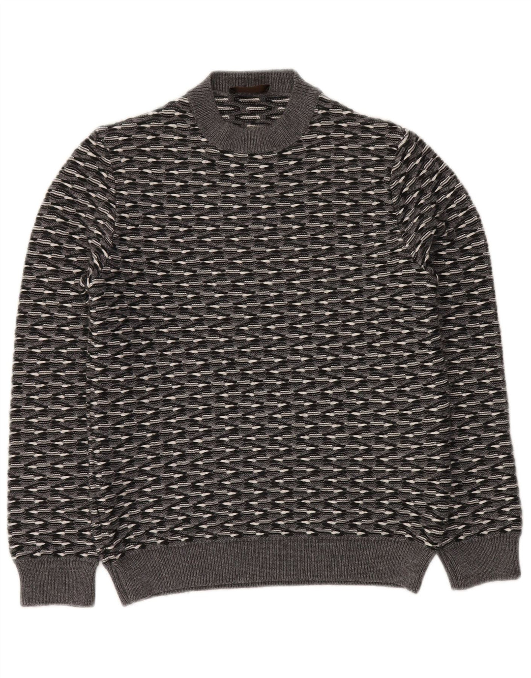 Pulover RELIVE pentru bărbați cu gât roșu IT 46 din lână cu dungi gri mici