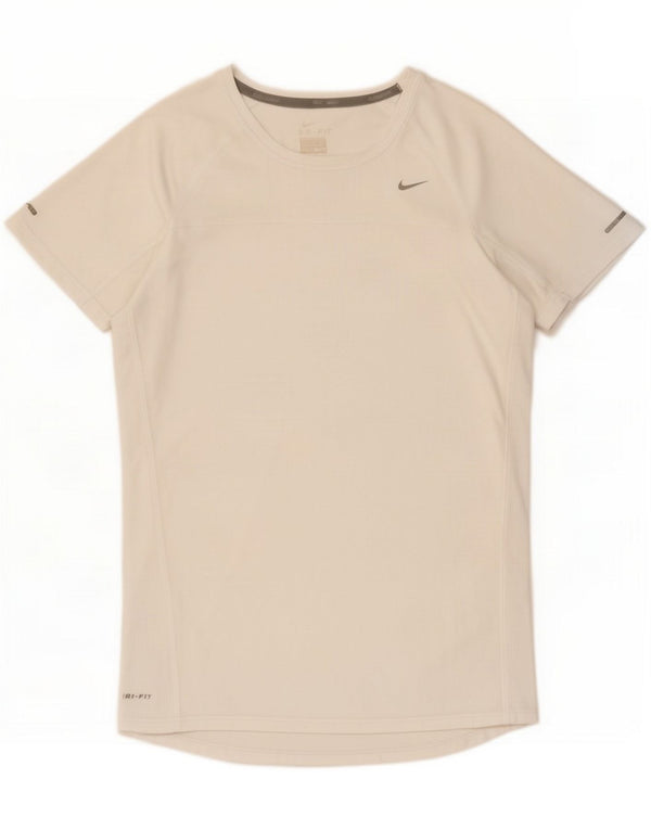 Nike Womens Dri Fit T-shirt Top UK 14 Large White Poliester
