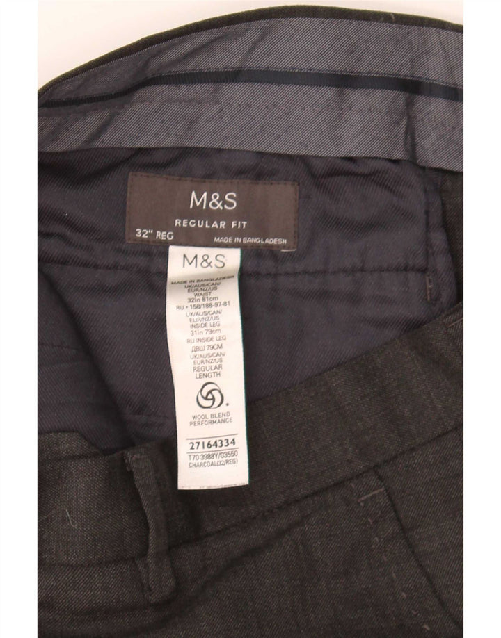 Pantaloni de costum pentru bărbați Marks & Spencer, cu tăiere obișnuită, L32 L31 Lână gri