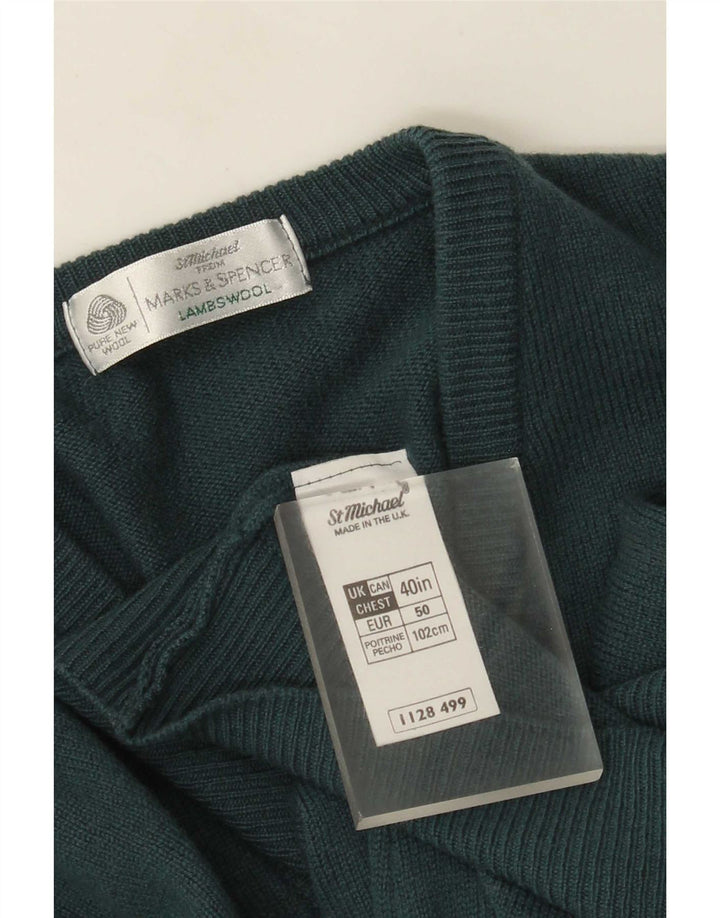 Pulover pentru bărbați Marks & Spencer St. Michael cu decolteu în V, verde mediu