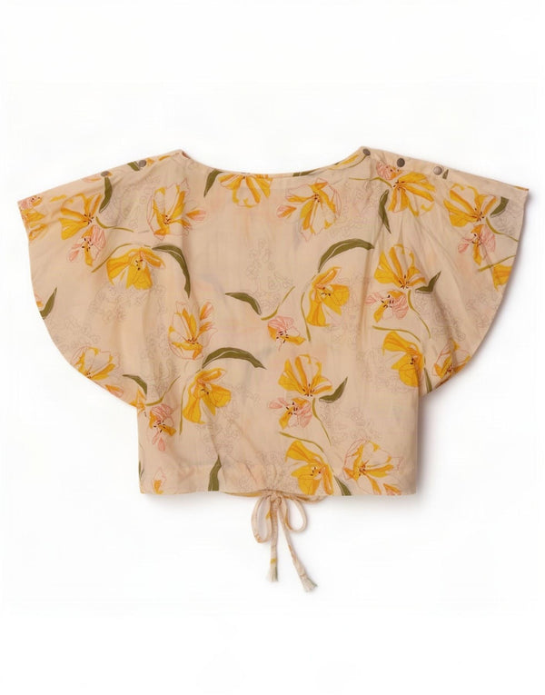Bluză Crop Top Femei Zara UK 12 Medium Alb Floral Lyocell