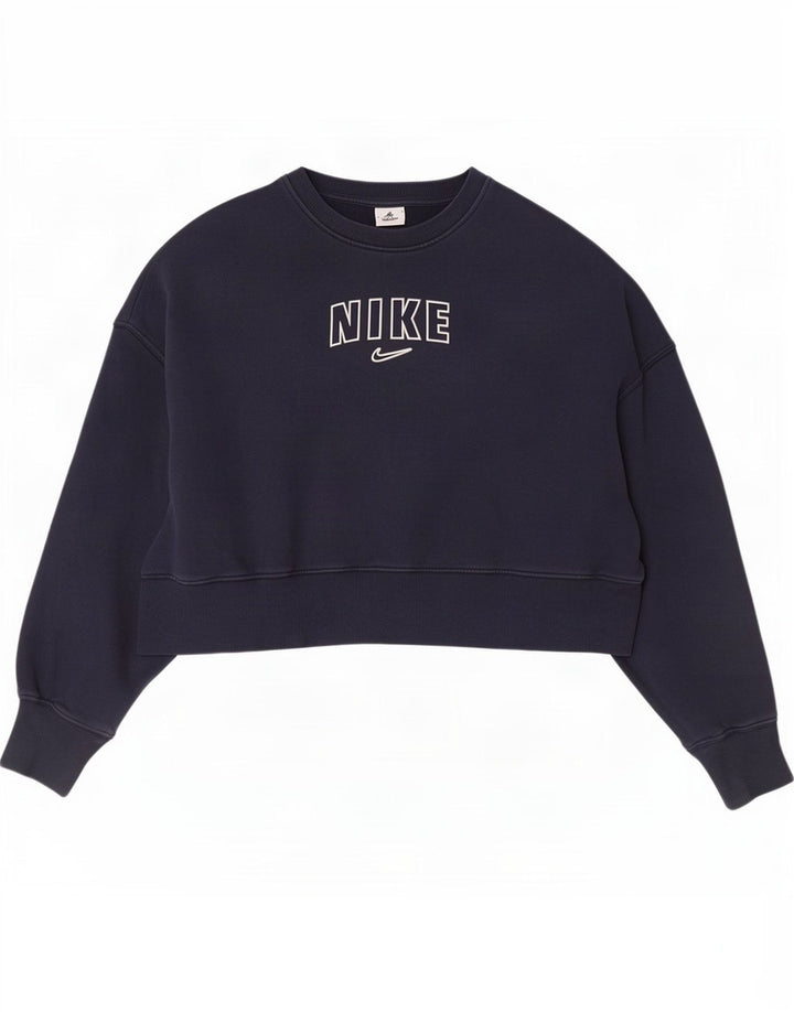 Pulover pentru femei Nike Oversized Crop Graphic Pulover UK 10 Mic Bleumarin