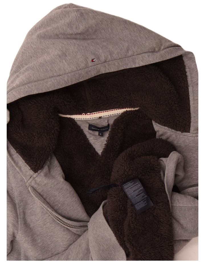 Pulover Tommy Hilfiger pentru băieți Sherpa, cu fermoar, 15-16 ani, bumbac gri