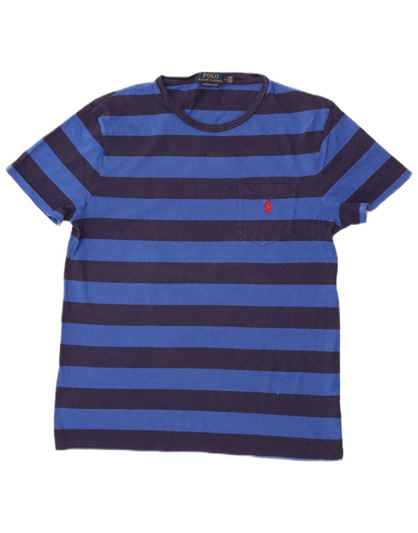 Polo Ralph Lauren Mens Custom Slim Fit T-Shirt Top Medium Blue Striped