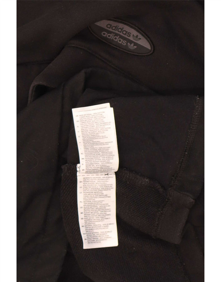 Hanorac pentru bărbați Adidas, cu gât cu nasturi, pulover, bumbac mediu negru