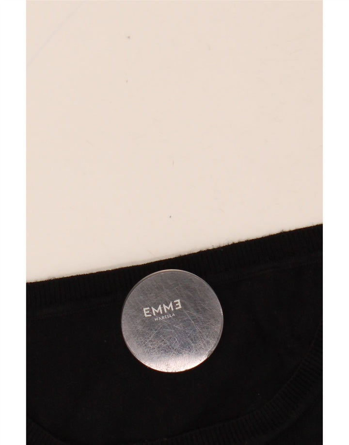 Pulover pentru femei MARELLA cu mânecă scurtă, cu gât de barcă, UK 8 Mic Negru