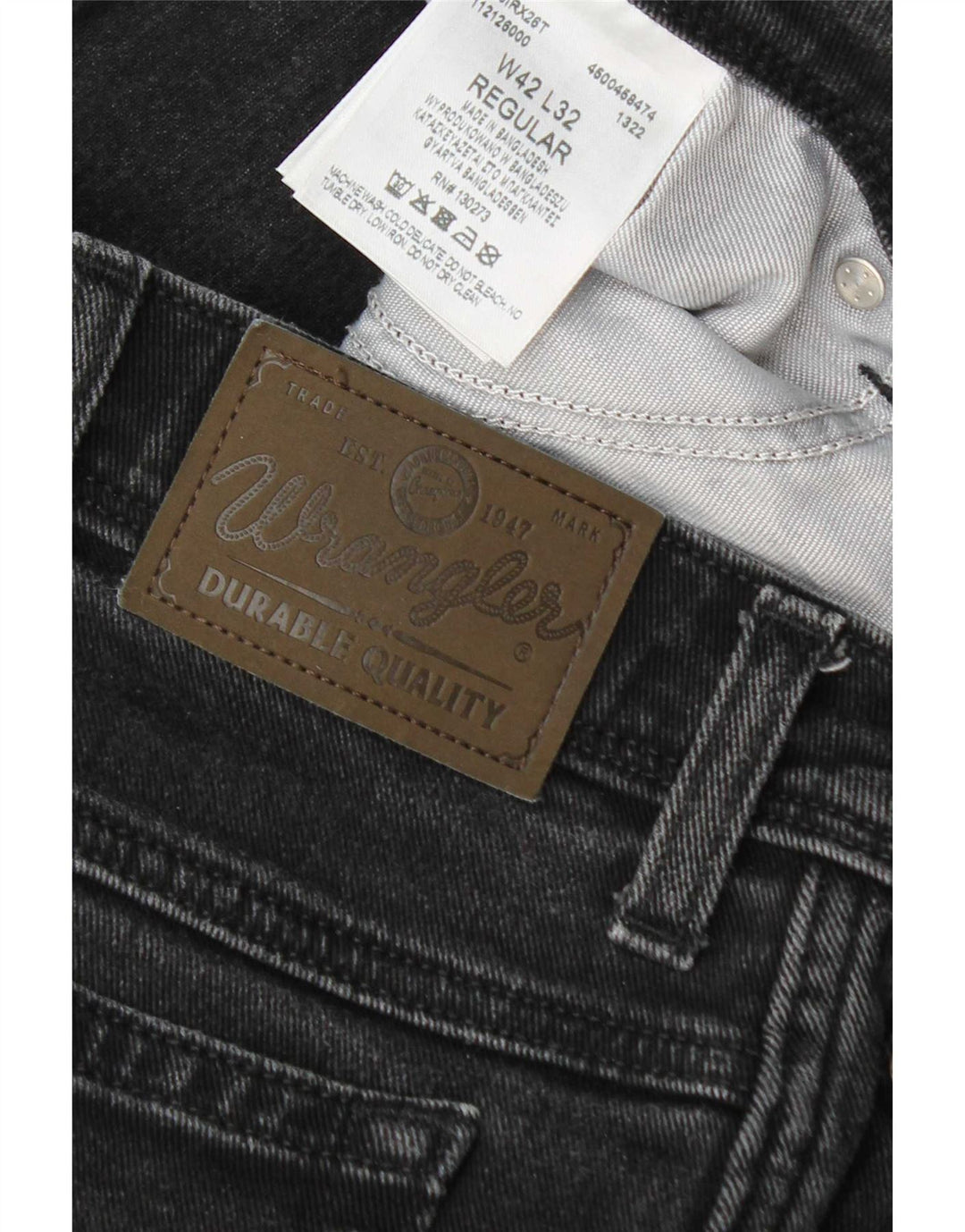 Blugi drepti pentru bărbați Wrangler W42 L32 bumbac gri
