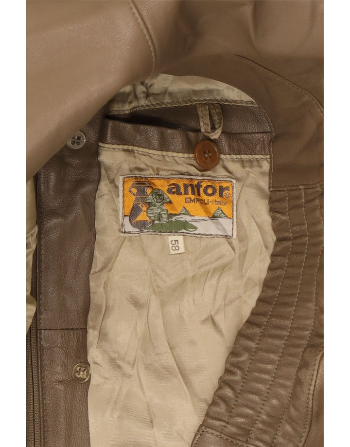 Jachetă din piele pentru bărbați Anfor IT 58 2XL maro