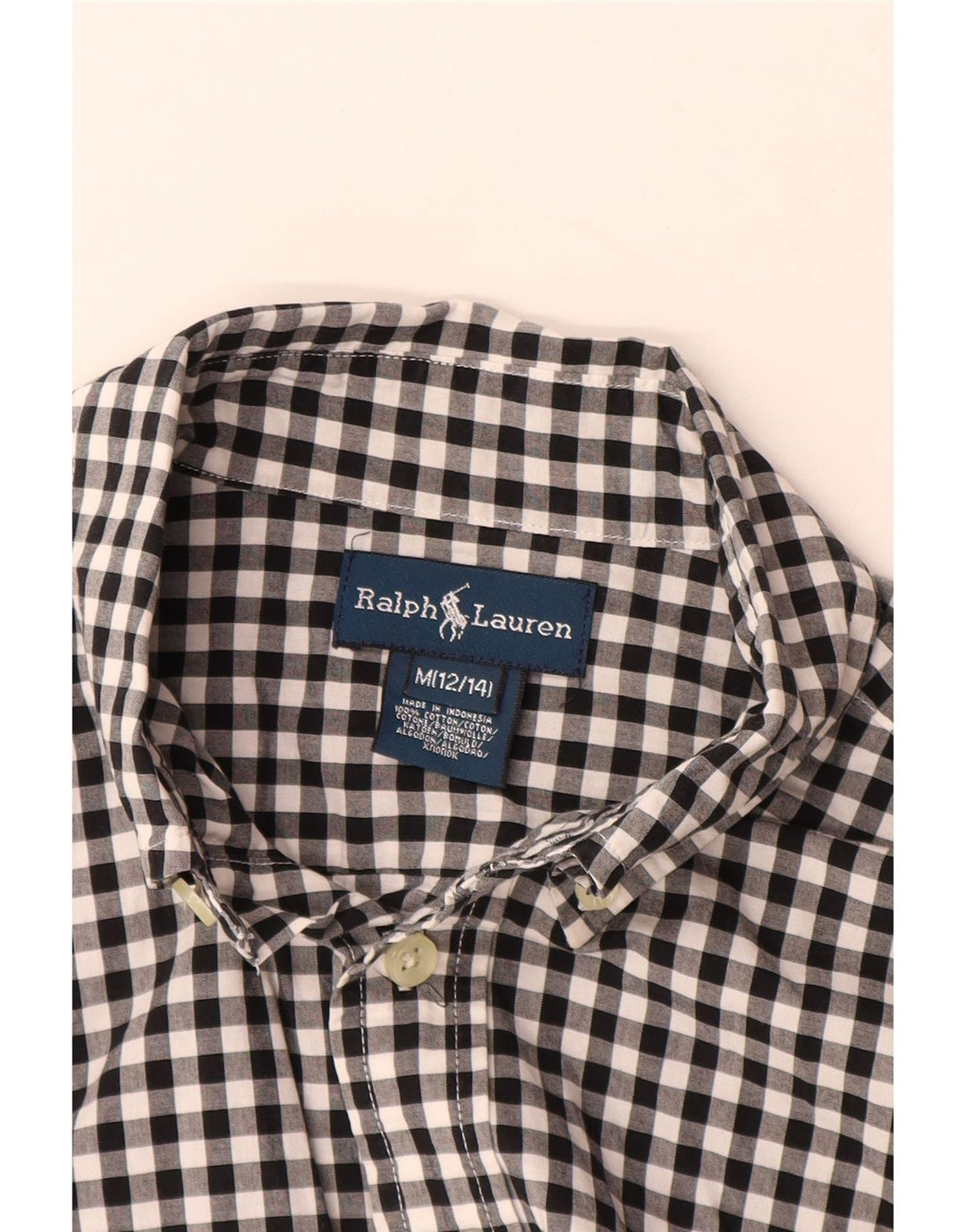 Cămașă cu grafică Ralph Lauren pentru băieți 12-13 ani, mediu negru, bumbac vichy
