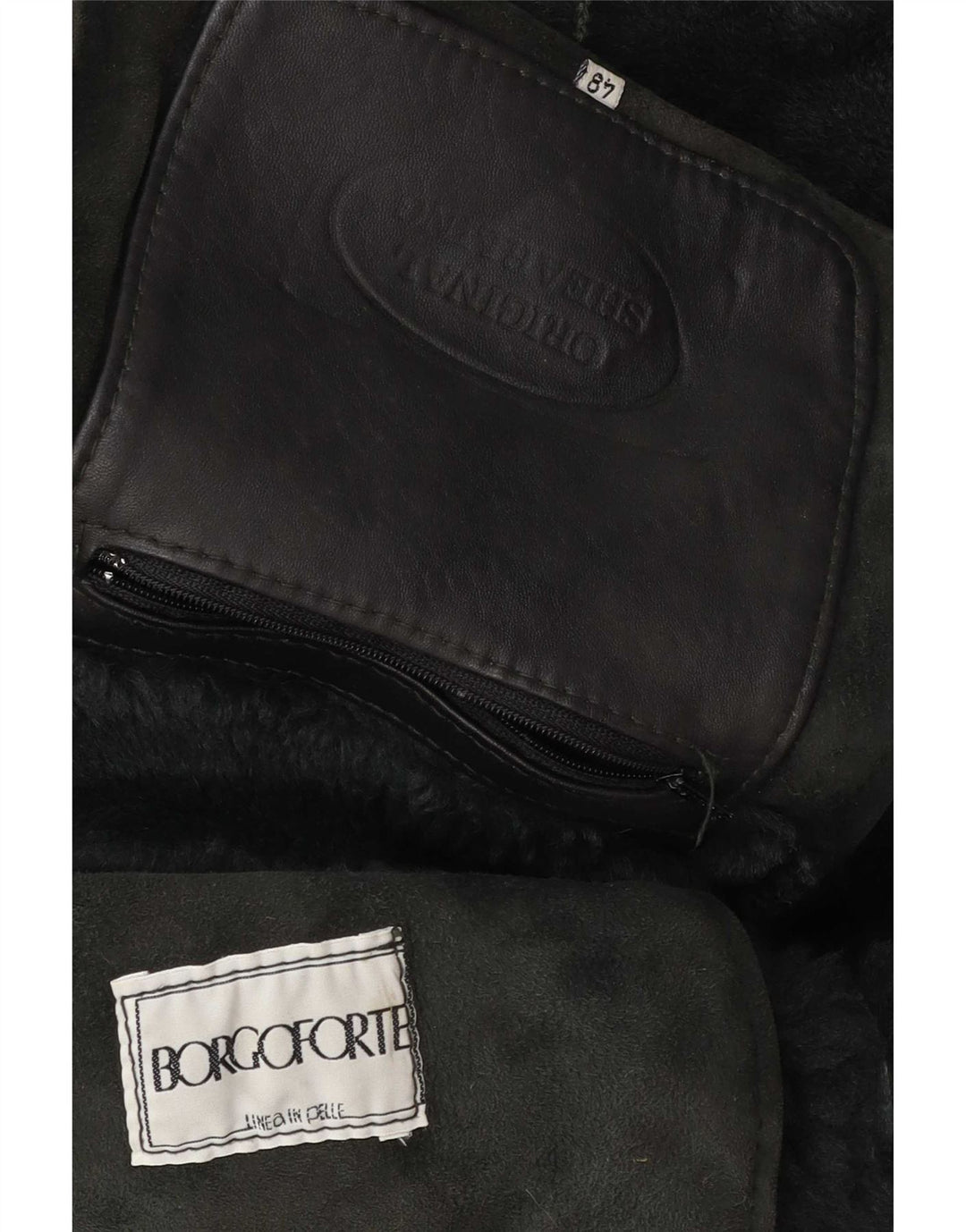 Jachetă vintage pentru bărbați din shearling IT 48 verde mediu