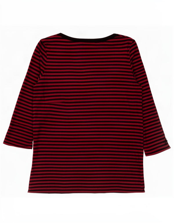 Benetton Top pentru femei cu mâneci 3/4 UK 12, bumbac cu dungi roșii medii