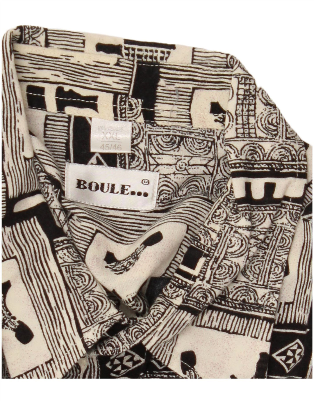 Cămașă cu mânecă scurtă pentru bărbați BOULEE Mărimea 45/46 2XL Negru mozaic viscoză