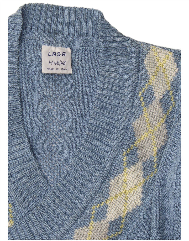 Pulover pentru femei cu decolteu în V Lasa IT 46/48 mare albastru Argyle/Diamond
