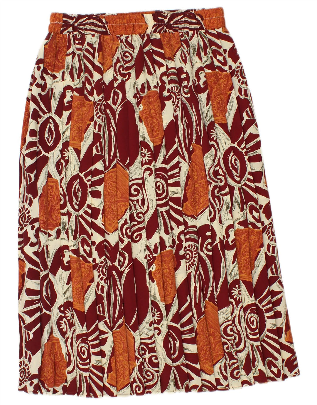 Fusta plisată vintage pentru femei W28 Medium Maroon Floral