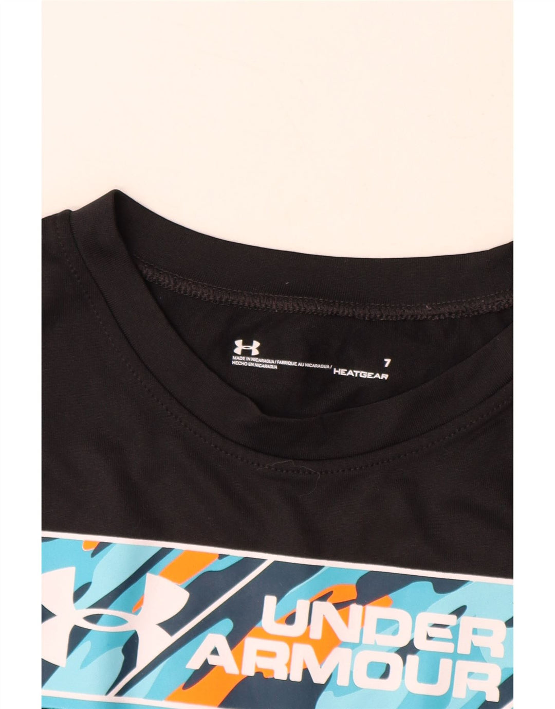 UNDER ARMOUR Băieți Heat Gear Tricou grafic Top 6-7 Ani Negru