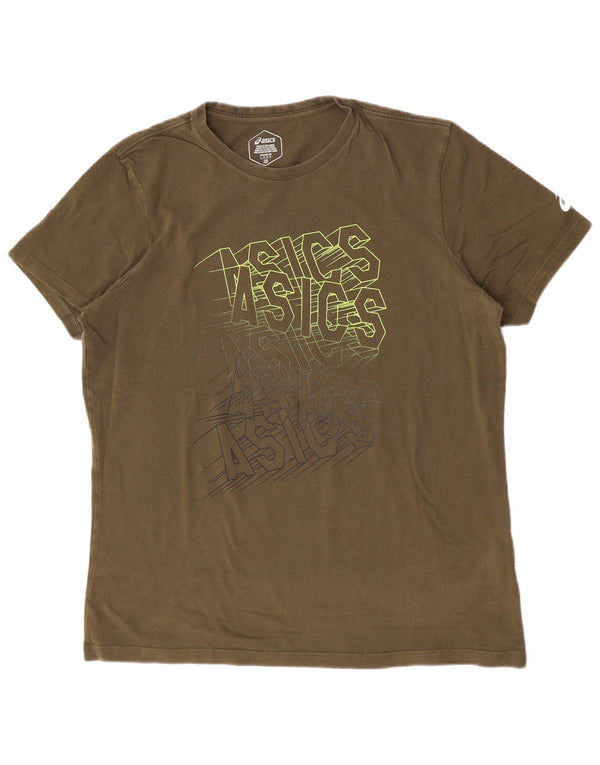 Tricou grafic Asics pentru bărbați Top mare din bumbac kaki