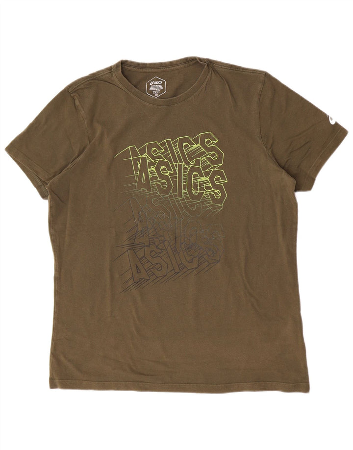 Tricou grafic Asics pentru bărbați Top mare din bumbac kaki