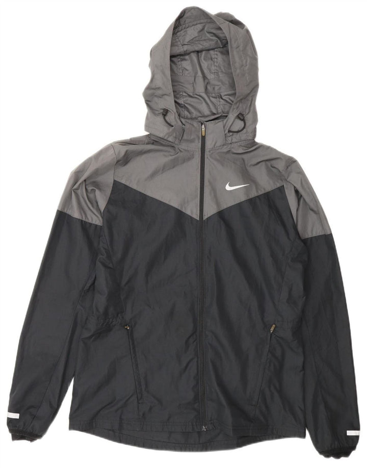 Jachetă de ploaie cu glugă NIKE pentru bărbați UK 38 Medium Black Colorblock Poliester