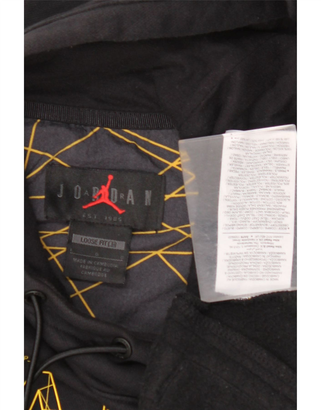 JORDAN Pulover pentru bărbați, cu grafic Paris, cu capota largi, mare, negru, geometric