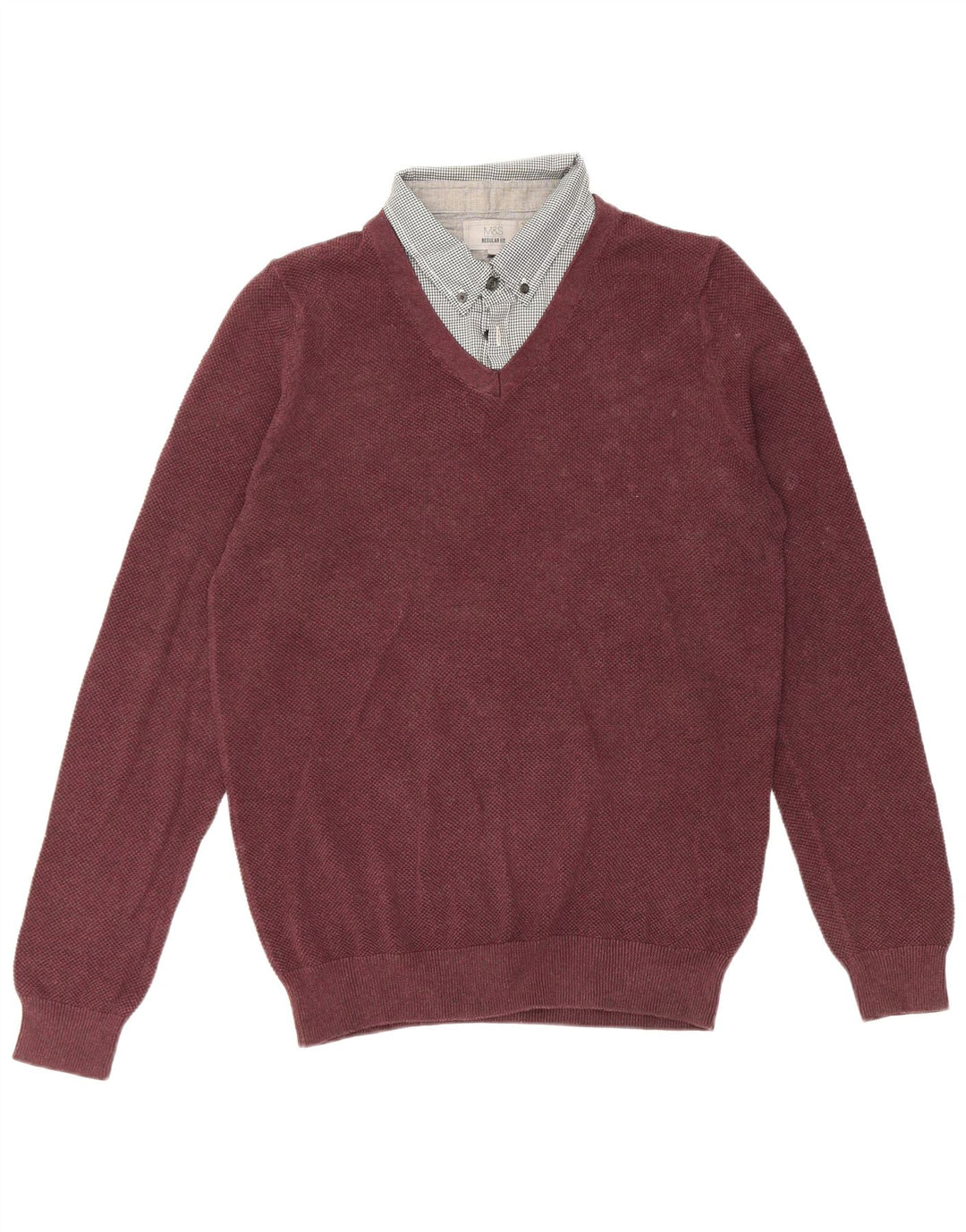 Pulover pentru bărbați Marks & Spencer, cu formă regulată, cu gât polo, mic, burgundă