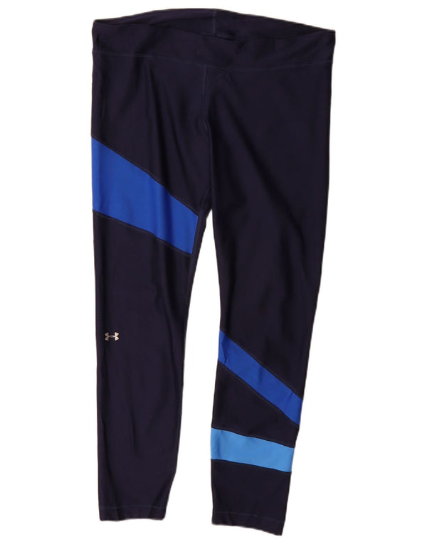 Leggings Under Armour pentru femei Heat Gear UK 18 XL, albastru bleumarin, color block