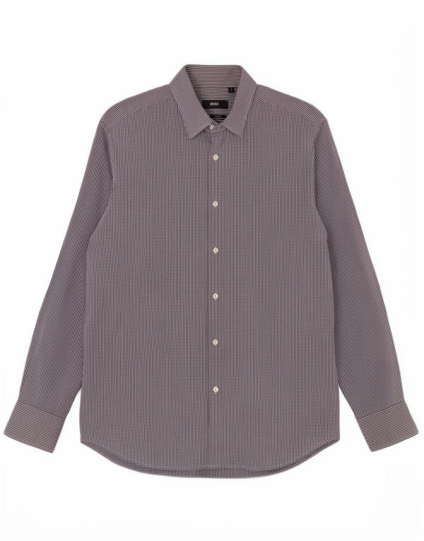 Hugo Boss Mens Regular Fit Shirt Size 41 16 Large Blue Gingham