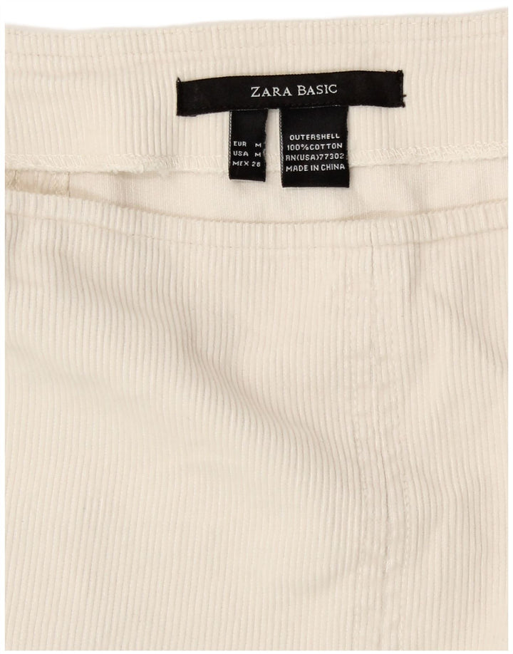 Fusta pentru femeie din velur Zara Medium W28 Bumbac Alb