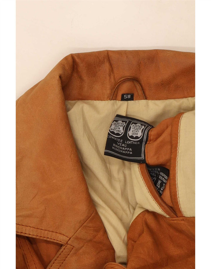 Blazer Vintage pentru bărbați din piele cu 3 nasturi EU 58 4XL maro