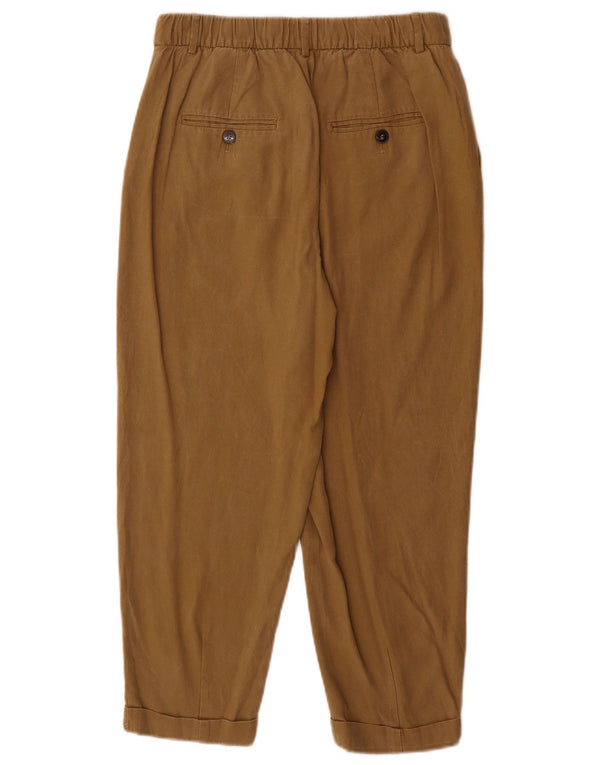Pantaloni tăiați conici pentru femei cu talie înaltă Zara Mici L26 L24 Bej Lyocell
