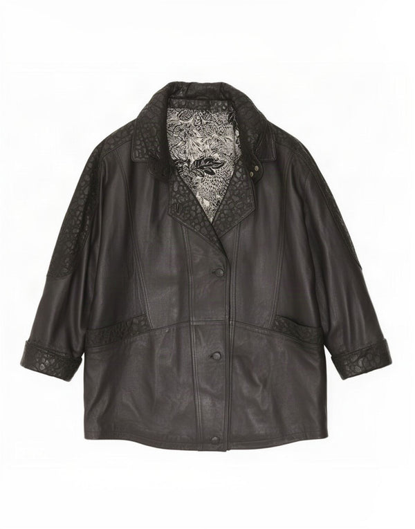 Palton de piele supradimensionat pentru femei Maddox EU 44 XL negru