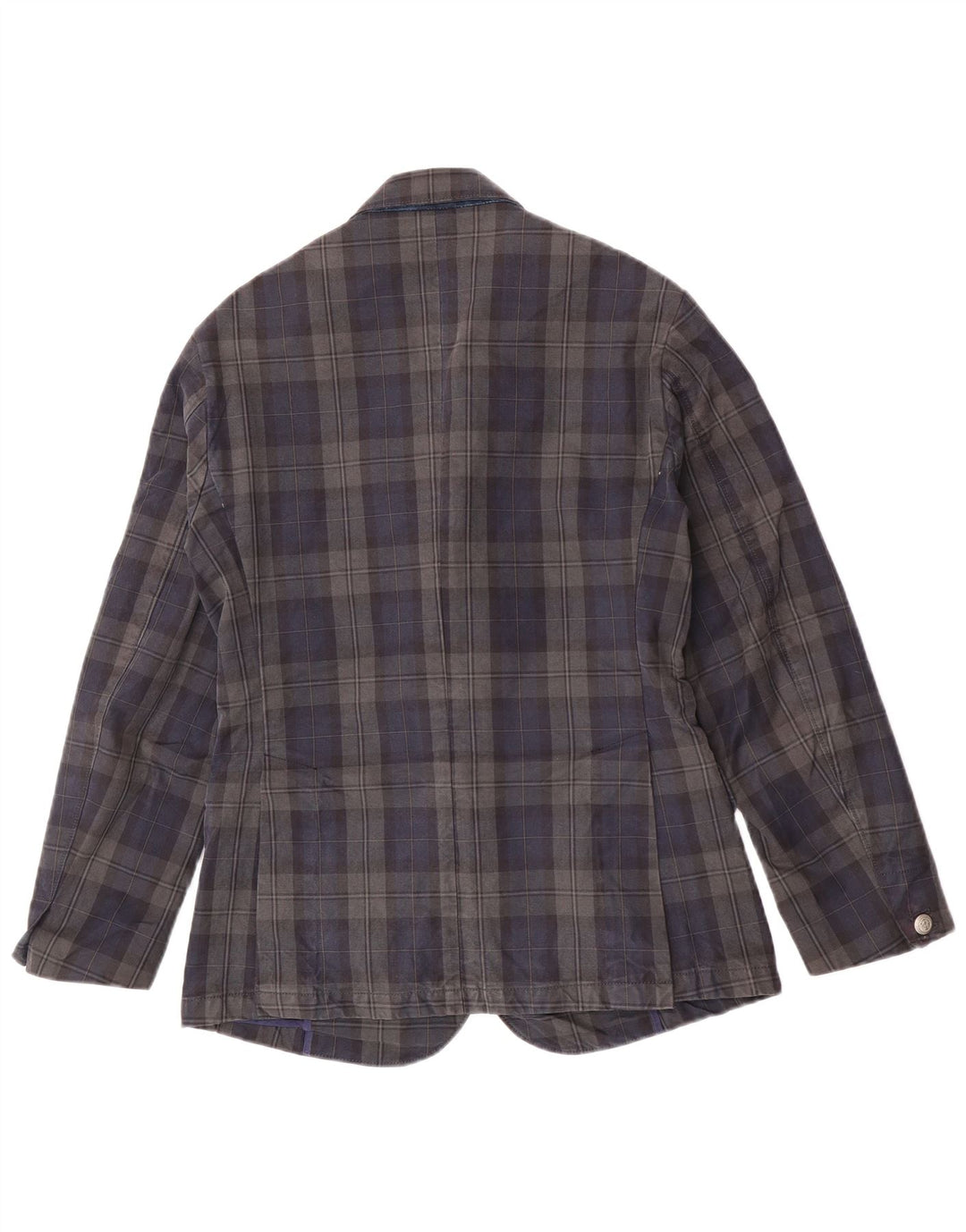 Sacou Jaggy pentru bărbați, cu 3 nasturi, IT 48, bumbac cu carouri, albastru bleumarin mediu