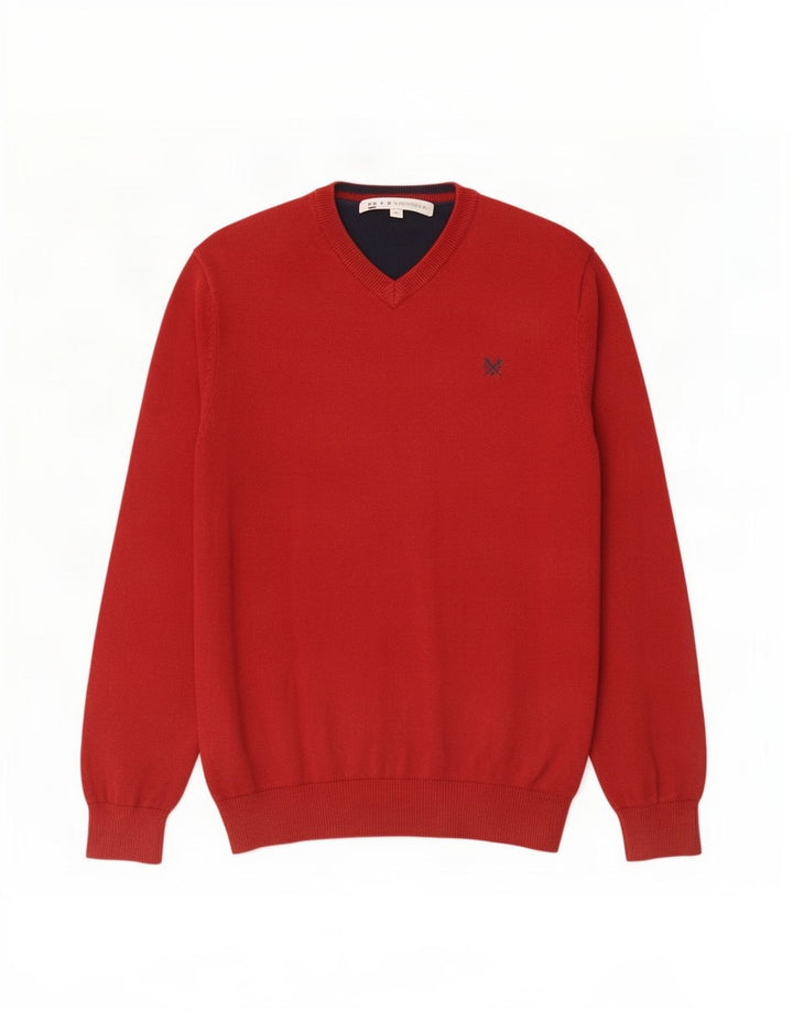 J. Crew Pulover cu decolteu în V pentru bărbați, bumbac roșu mediu
