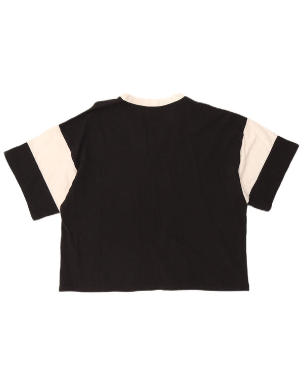 Carhartt Tricou Crop Top pentru femei UK 14 Medium Black Colorblock Bumbac