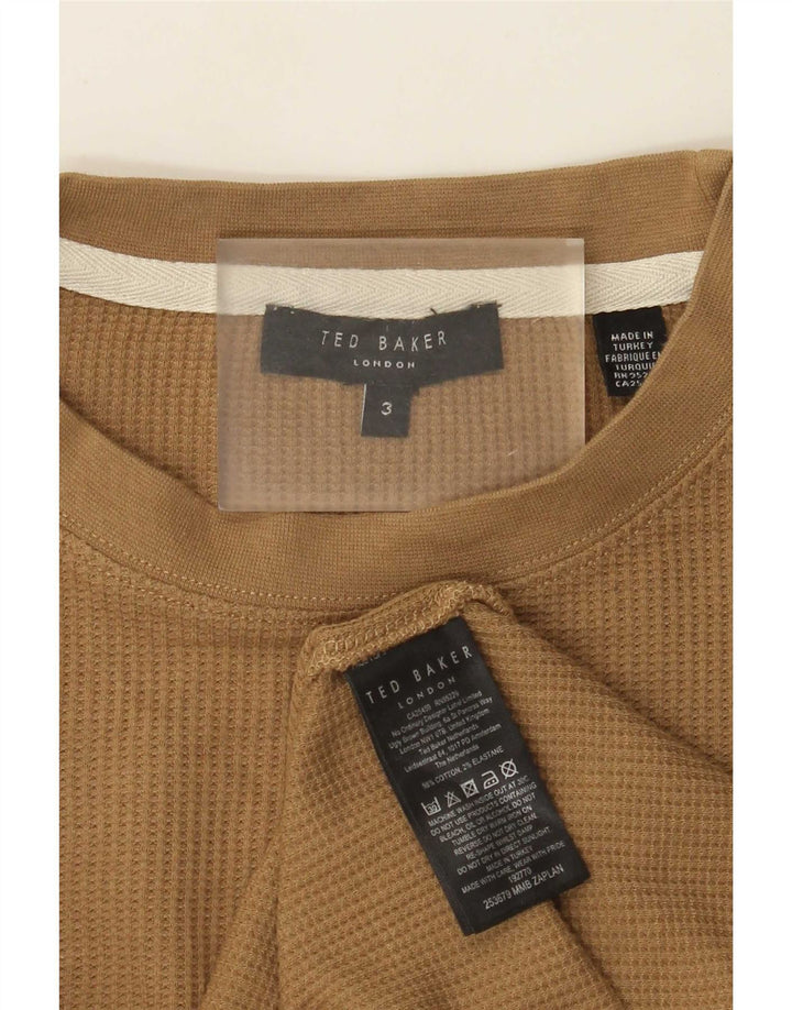 Top pentru bărbați Ted Baker cu mânecă lungă, mărime 3, bumbac, bej mediu